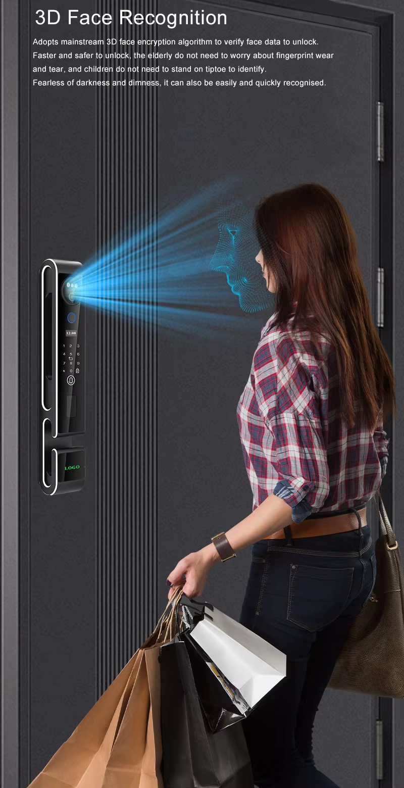 S666max 3D Face ID Recognition Door Lock With Video Calling Card Key Code Multi-unlock Ways