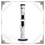 Black White Glass Straight tube Bong Helix Percolator Hookah Bongs UFO Perc