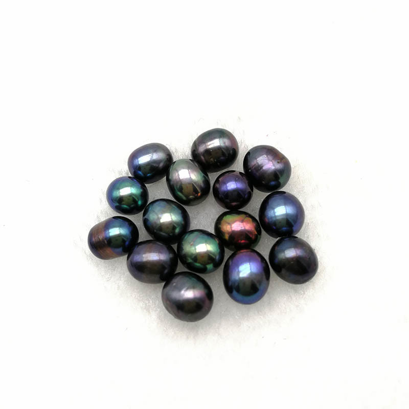 Wholesale AAA Grade 6-7mm and 7-8mm no hole Rice Shape Black pearl Freshwater Loose Pearl Beads