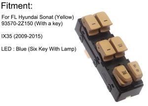 China Auto Power window switch Front Left for Hyundai sonata four door with light 2011-2015 OE 93570-3S000 RY,93570-3S000YDA factory