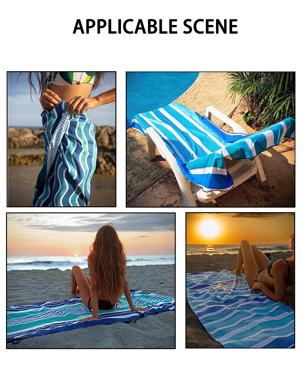 Color Stripe Microfiber Quick Drying Beach Towel Custom Logo