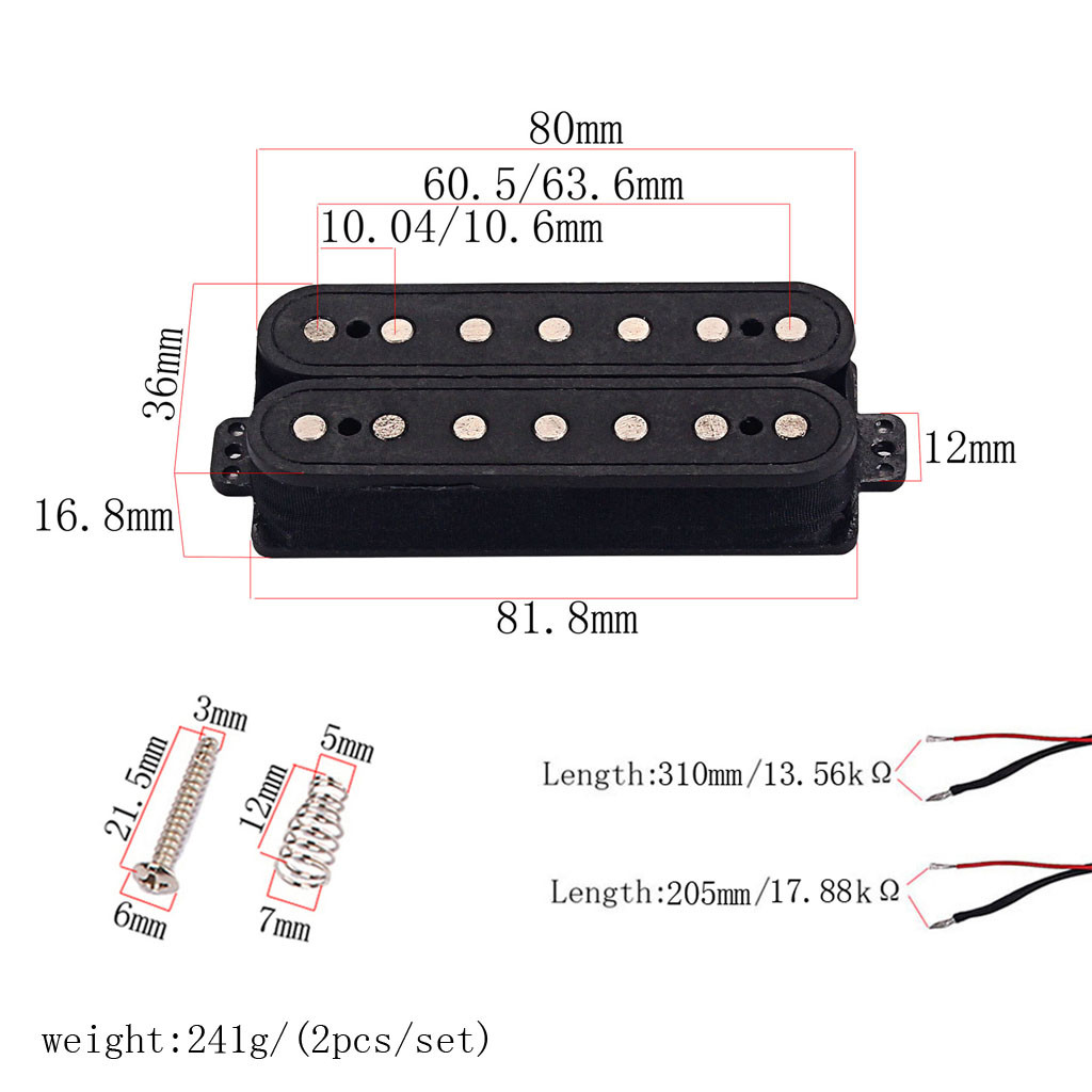 7 Strings Humbucker Pickups Alnico V Double Coil Pickup Set Staggered Vulcanized Fiber Electric Guitar with screws