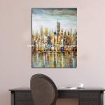 Contemporary Oil Paintings , Professional Modern Cityscape Wall Canvas