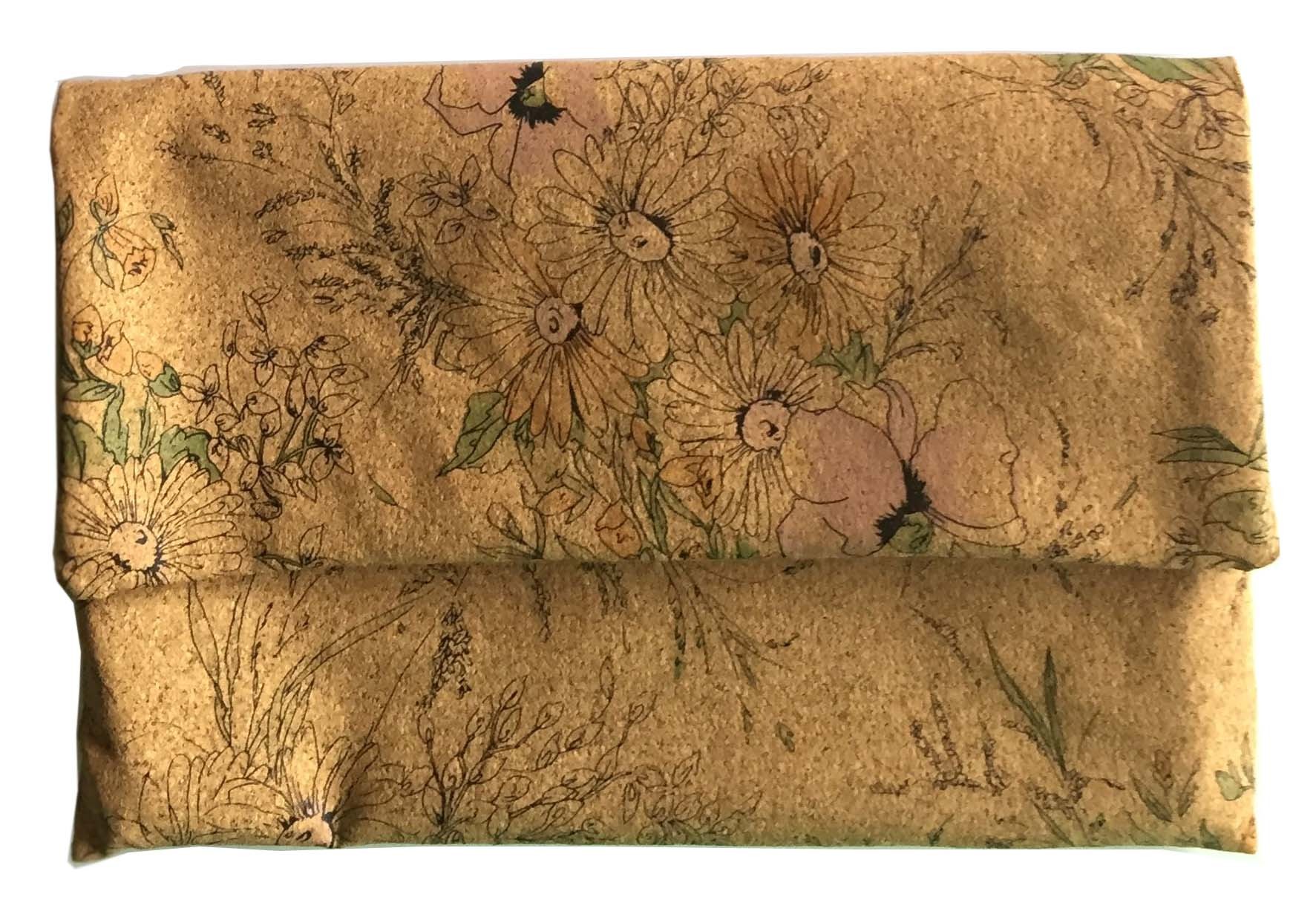 Printed Artwork Style Cork clutch 6.7''x4.5'' with button closure, customized color is available