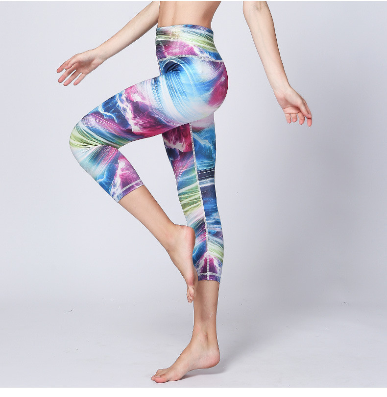 CPG Global Women's Fitness Legging Sport Running Stretched Cropped Pants Yoga Watercolor Print High Quality HK41
