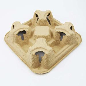 China Disposable Cup Holder for Hot or Cold Drinks 2cups 4 Cups Drink Carrier with Handle Kraft Paperboard Coffee Cup Holder factory