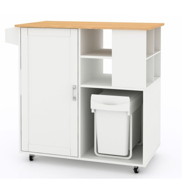 China Rectangular Movable Kitchen Island with Lighting and Accessories factory