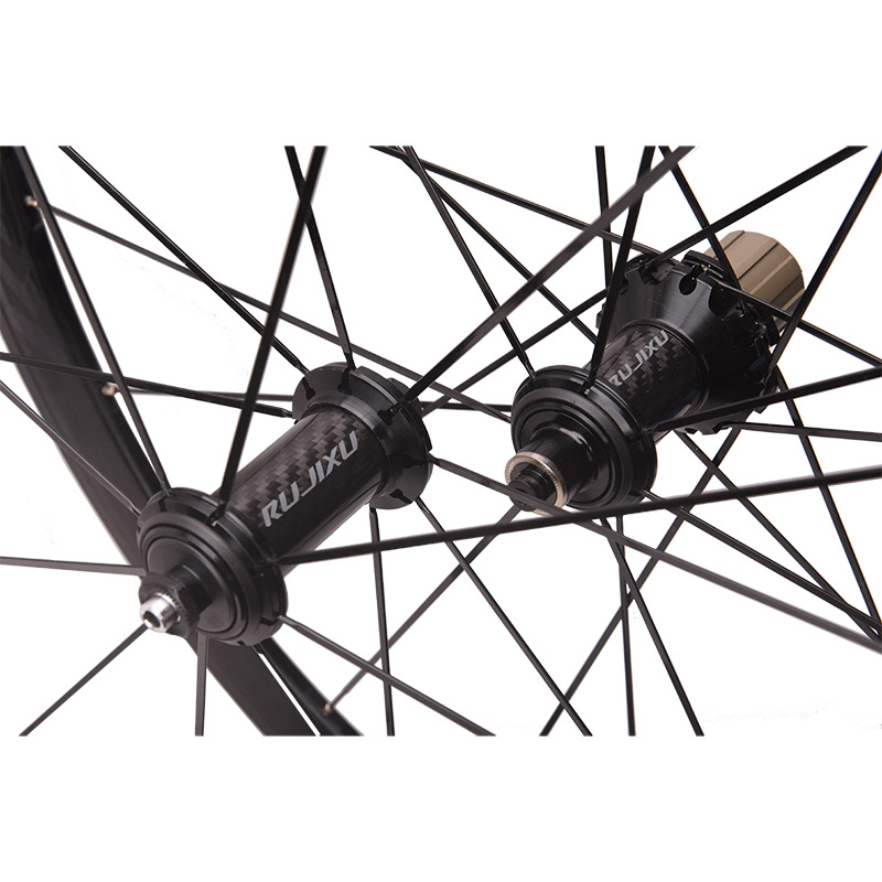 Ceramic Bearing Hub Carbon Road Wheelset 25mm Width With Straight Flat Spokes