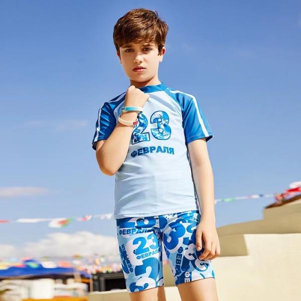 Summer Big Boy Swimsuit Split Digital Printing Simple Children'S Swimsuit With