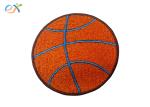 Twill Background Fabric Embroidered Sports Patches Orange / Red Color