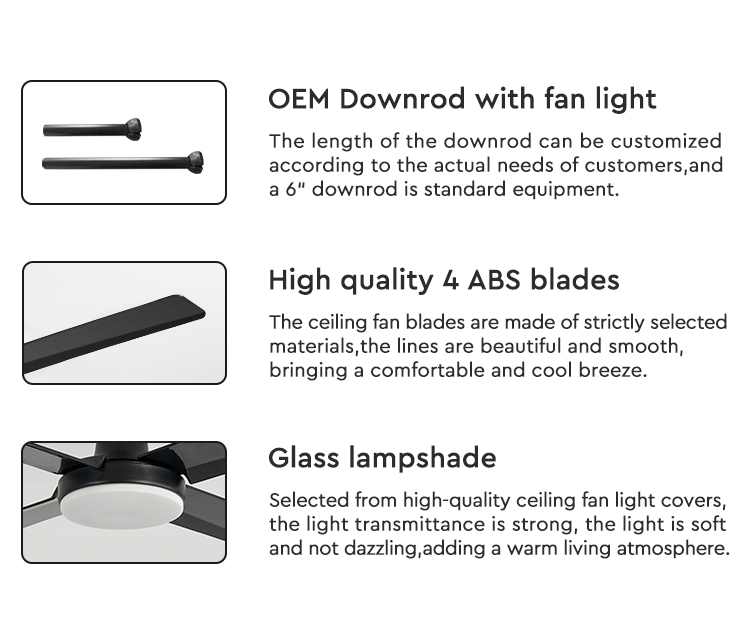 1stshine LED Ceiling Fan 5 Speeds 4 Blades Support Dimmer LED Lighting