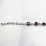 925 Sterling Silver Created Garnet CZ Diamonds Link Tennis Bracelet (H10)
