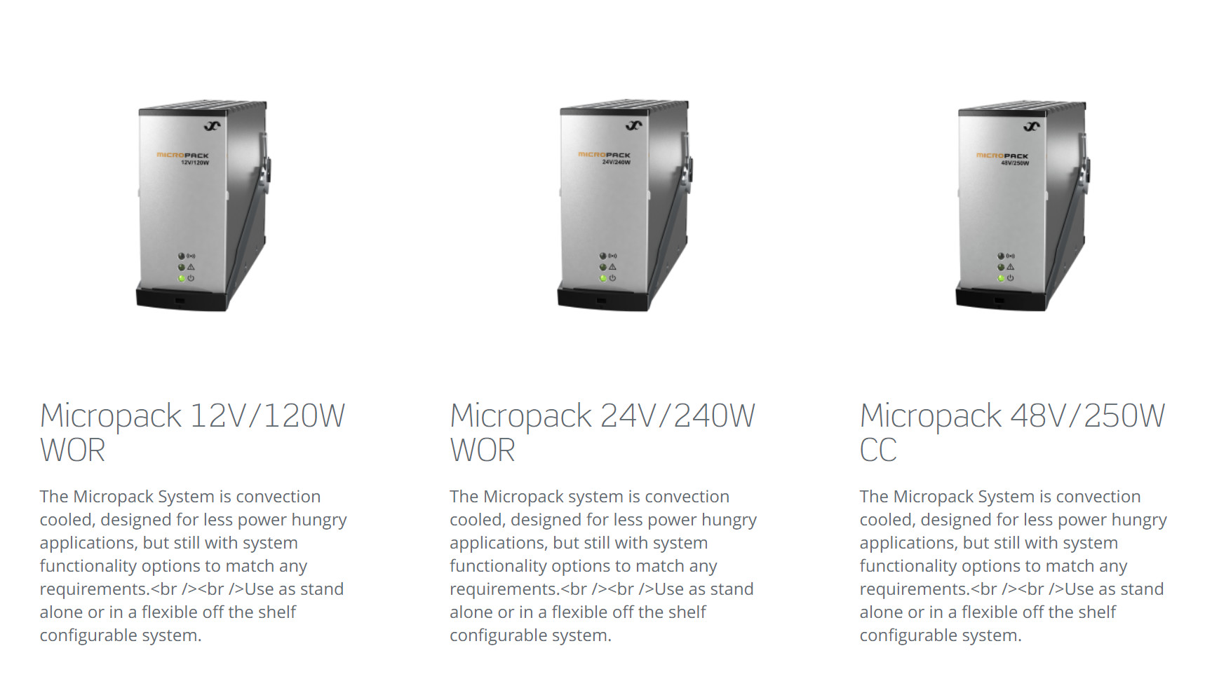 Eltek Micropack System 120W1000W 12V 24V 48V options with compact controller P/N: 241120.911 P/N: 241120.920 P/N: 241120.901