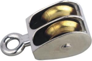 China Rigid Eye Pulley Zinc Alloy Double Wheel Fixed Eye Pulleys Lifting Pulley Block Die cast pulley factory