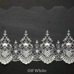 Embroidered Cotton Mesh Nylon Tulle Bridal Lace Trim , 5.2 Inch Scalloped Lace