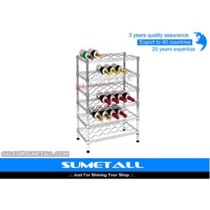 Adjustable 6 Levels Steel Chrome Wire Shelving Rack For Hanging Wine