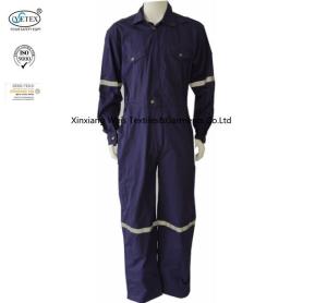 China Cotton Dark Purple Fire Resistant Coveralls With Reflective Tape Safety Clothing factory
