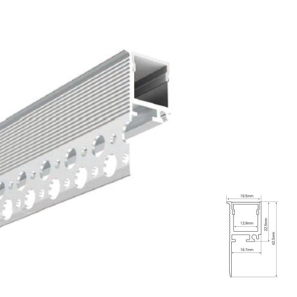 China 23*20mm Aluminium Gypsum Plaster Trimless Recessed LED Linear Profile factory