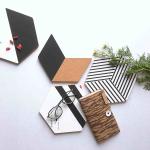 500pcs Painted Cork Board Hexagon Tiles Black White Eco Friendly