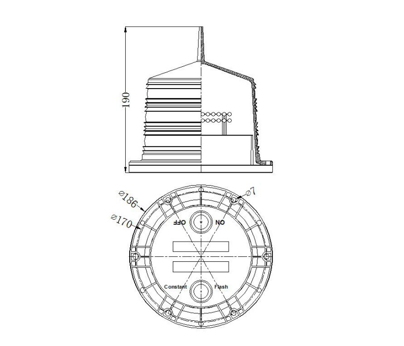 1-4NM 2W Red Solar Marine Navigation Lamps