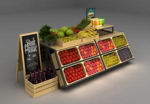 China K D Wooden Shop Display Shelving Fruit And Vegetable Display Stand factory