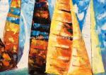 Abstract Sailing Ship Oil Painting by palette knife / Hand Painted Thick Oil