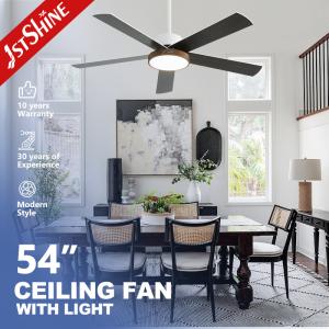 China Lower Noise DC Motor Ceiling Fan Light with 6 Speed Remote Control White Housing factory