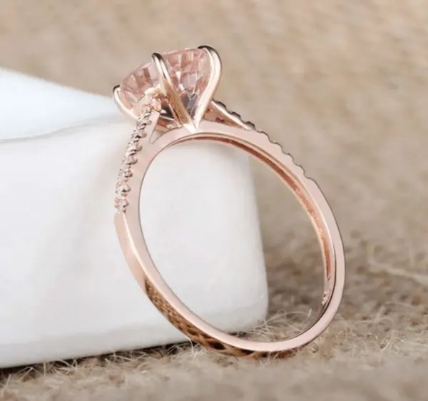 Wholesale Factory 925 Sterling Silver Jewelry Rose Gold Morganite Ring Round Cut Pink Morganite Engagement Ring