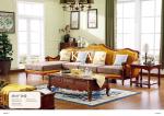 American sofa leather sofa oil wax solid wood sofa set