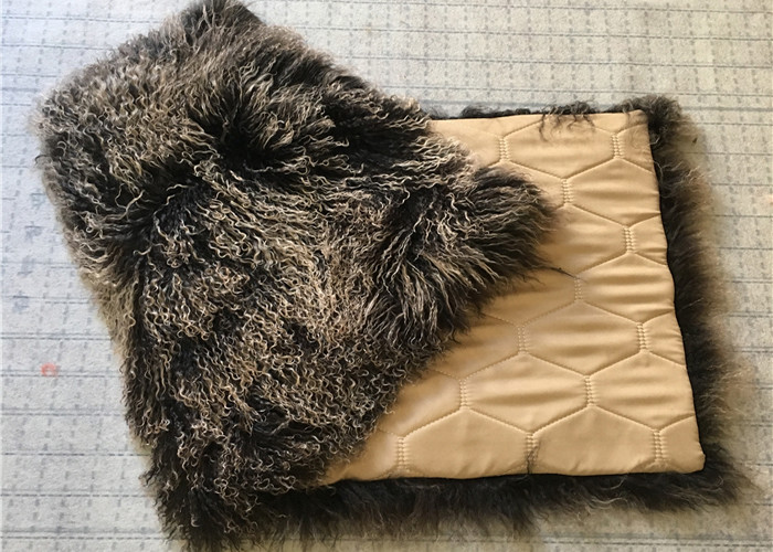 Brown Dyed Rectangular Mongolian Sheepskin Rug Fur For Baby Photography