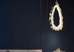 Light luxury copper ring staggered chandelier restaurant living room creative