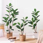 Artificial Potted Floor Plants Small Ficus Pandurata For Garden Decoration
