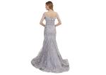 Purple Beading U Neck Muslim Evening Dress Floor Length Half Sleeve