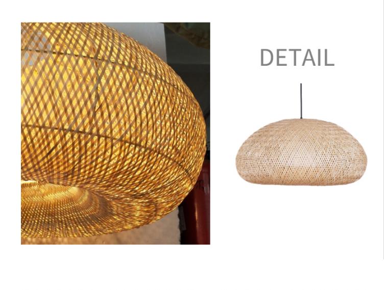 Decorative Bamboo Rattan Chandelier Round Shape For Living Room