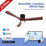 Modern 3 Blade Natural Wood LED Flush Mounted Ceiling Fan with 5 Speeds DC Motor