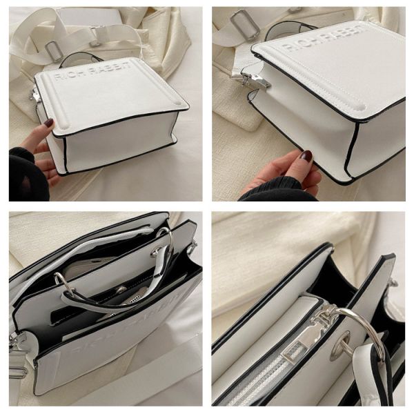 SIMPLE FASHION LETTER BAG WOMEN'S NEW INS COMMUTER HANDBAG SMALL SQUARE BAG SENIOR TEXTURE WIDE SHOULDER STRAP CROSSBODY
