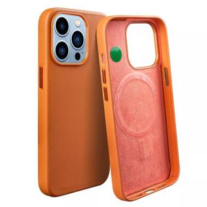China Dark Grey Magnetic Wireless Charger Pu Leather Phone Case for iPhone 14 Pro Max ' Choice factory