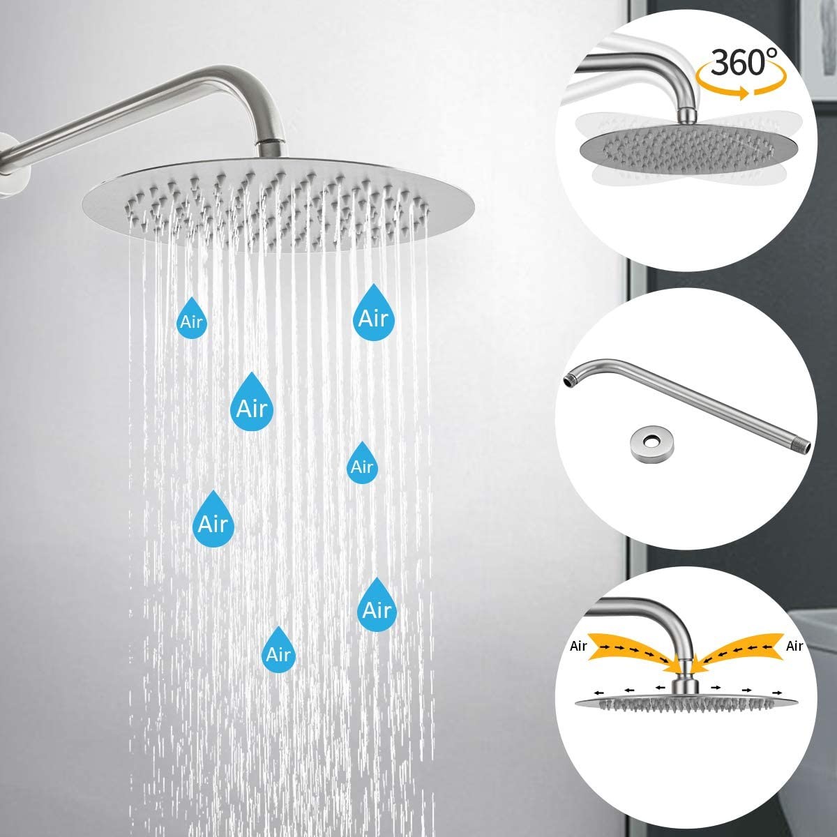 High Pressure Modern Shower Head Sets , Rainfall Replacement Shower Trim Kits