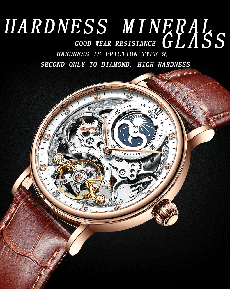 KINYUED Tourbillon mechanical movement waterproof wrist watches one year warranty