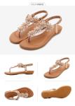 BS131 Bohemian Sandals Summer Rhinestone Beaded Ethnic Style Flat Shoes Flip