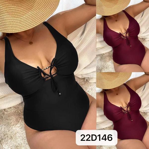 Sexy Womens Plus Size Swim Wear Solid Color Pearl Bathing Suits For Plus Size