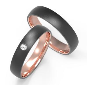 China Inner ring rose gold black titanium encrusted zircon couple ring factory