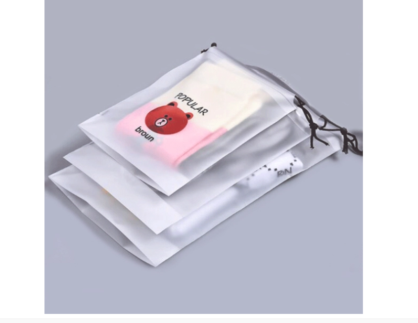 0.16mm Thickness Frosted EVA Plastic Drawstring Bags