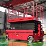 320KG 10 Meter Scissor Lift Red Self Propelled Man Lift For Warehouse
