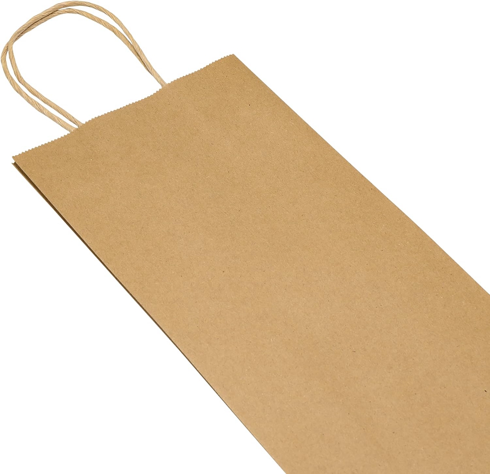 Customized Logo Gravure printing Kraft Paper Bags for Beer Wine Bottle Hand Tote Gift