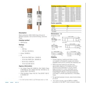 NON-100 NON-1/8 NON-3 NON-12 NON-65 NON-200 Class K5 and H general purpose Fuse