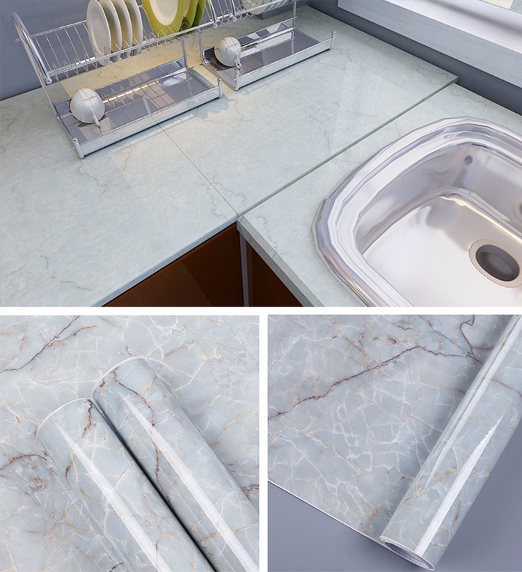 Anti-Static Waterproof Marble Wallpaper for Kitchen Counter Top Contact Paper in Modern Style