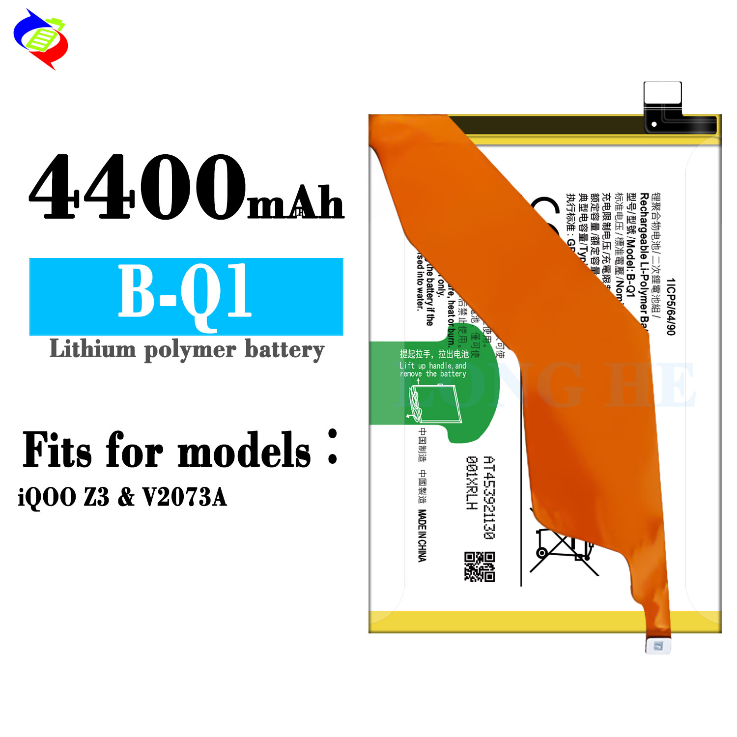 Original 4400mAh Cell Phone Battery for VIVO B-Q1 IQOO Z3 V2073A High Capacity Rechargeable