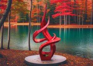 China Modern Outdoor Stainless Steel Flame Sculpture Custom Large Painted Metal Art factory