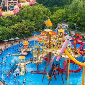 China Ancient Village Splash Park Playground Anti Authentic Fiberglass Pool Water Slide factory